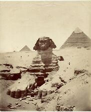 Egypte Désensablage du Sphinx de Giseh Pyramides Tirage Albuminé 1880