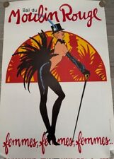 Affiche Vintage 1985 MOULIN ROUGE PARIS  René GRUAU revue Femmes, Femmes, Femmes