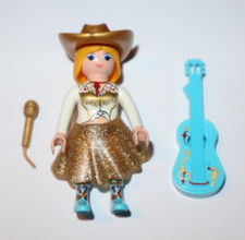 Playmobil Personnage Chanteuse Country Musique + Micro & Guitare Chapeau or Gold