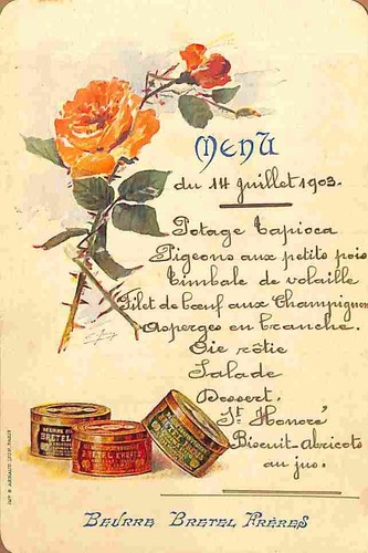 Menu ancien juillet 1903 - juillet,