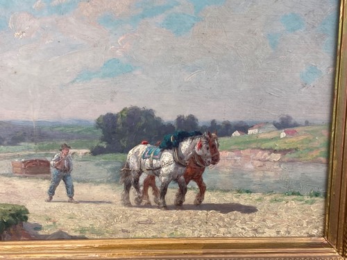 Tableau ancien huile panneau - tableau,
