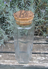 Ancien Bocal en verre bullé soufflé octogonal bouchon liège