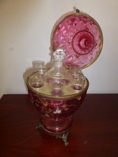 Ancien Cave à Liqueur Emaillée Napoléon ou Cristal Bohème Verre Baccarat Chauny