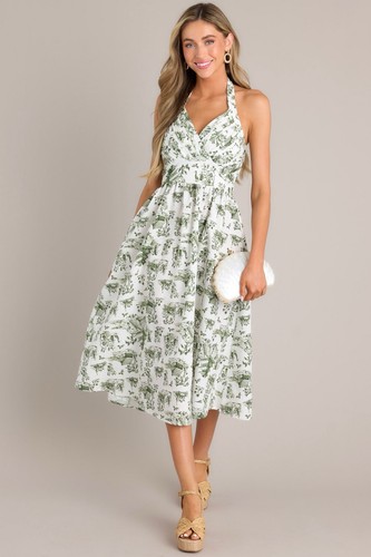 White green toile - toile, halter