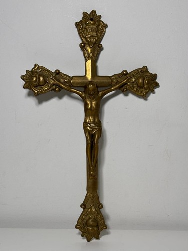 Crucifix mural laiton doré - crucifix, en