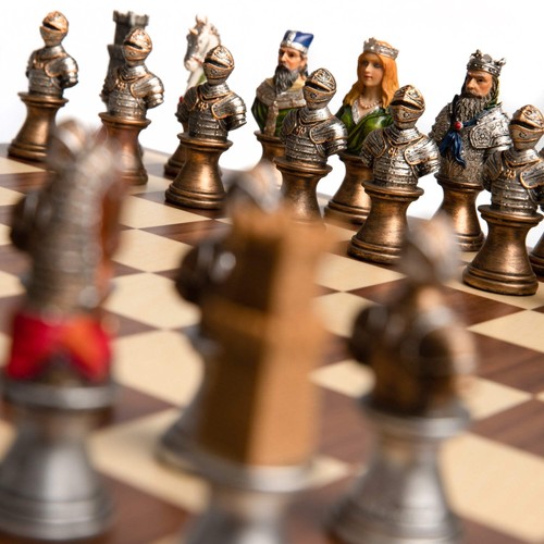 Jeu échecs médiéval peint - jeu, d'Échecs