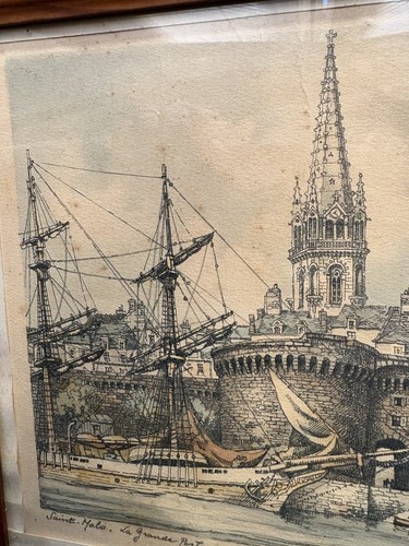 Gravure ancienne couleurs - gravure,