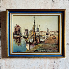Tableau du Port de la Rochelle daté signé 1960 marine