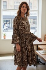 Robe femme léopard manches