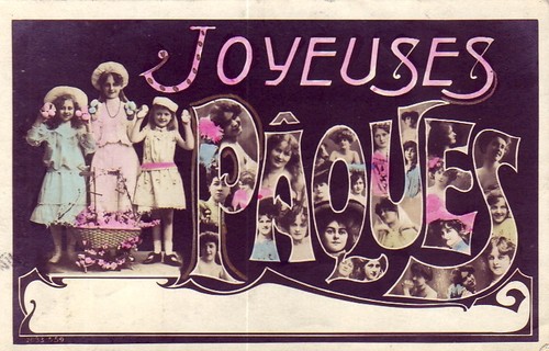 Old postcard happy - happy, easter