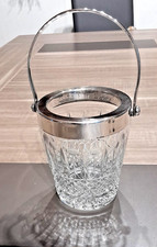 Joli seau à glace CRISTAL de BOHEME métal argenté glaçon ANCIEN