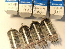 Matched quad of ECC83 Tungsram, NOS NIB tubes