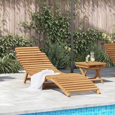 Transat Marron Bois de teck massif Chaise longue d’extérieur de jardin vidaXL vi