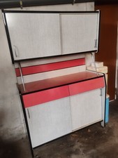 meuble de cuisine, en formica, des années 50/60, jaune et rouge, en parfait état