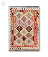 Tapis kilim en laine tissé à la main style ancien 193 x 127 cm