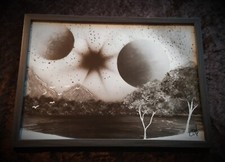 Spray Art - Papier photo sous cadre : Negative Galactic Landscape