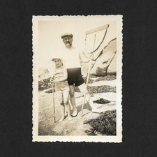 Père fils pêche crevette