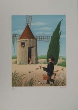 Raymond PEYNET :  Le moulin, Lithographie originale signée