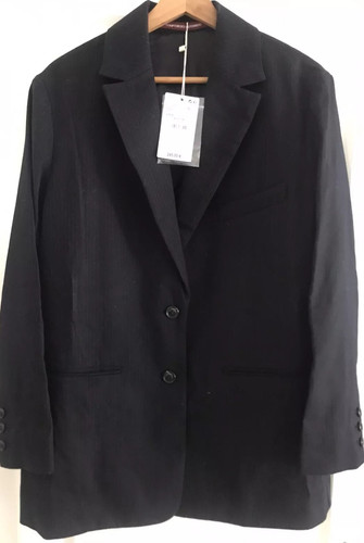 Veste blazer long bleu nuit - blazer,