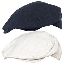 Casquette Plate En Lin Pour Homme En Crème Et Denim