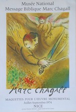CHAGALL  -   1974  -  Affiche lithographie Originale  -  L'Ange du Jugement
