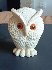 PA1 2/BC TRES BELLE STATUETTE CHOUETTE BLANCHE NORLEANS YEUX EN VERRE ORANGE 