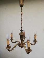 Lustre en bronze massif avec 5 lampes poids 6kg diamètre 50 cm hauteur 35 cm