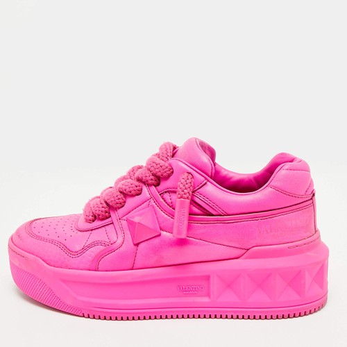 Baskets lacets cuir rose - à,