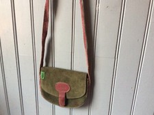 sac bandoulière vintage TANN'S daim vert forêt  (V/G)