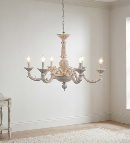 Lustre classique bois - lustre, en