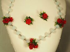 COLLIER PARURE MURANO ANCIEN ANTIQUE NECKLACE EARRINGS MURANO GLASS SET