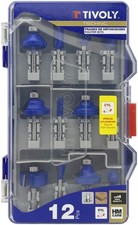 Tivoly • Coffret de 12 Fraises de défonceuses de formes assorties • Queue