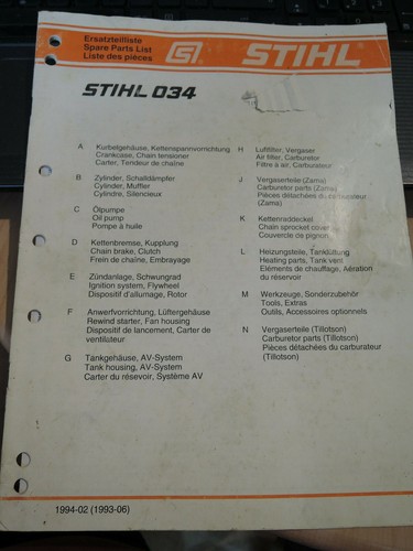 Tronçonneuse stihl 034 - tronçonneuse, liste