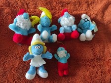 Lot 6 anciennes peluches Schtroumpfs Wallace Peyo 