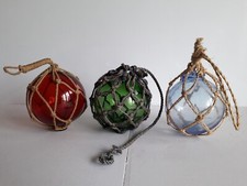3 BOULES BOUTEILLES EN VERRE FLOTTEURS CORDAGE DE PÊCHE DÉCO