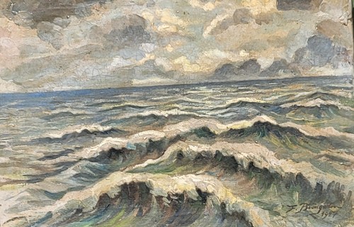Signed seascape painting - seascape,