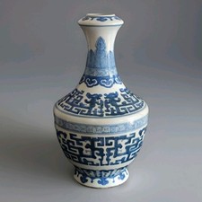 VASE CHINOIS EN PORCELAINE BLANC BLÉU CHINESE QING DYNASTY ?? BLUE WHITE 