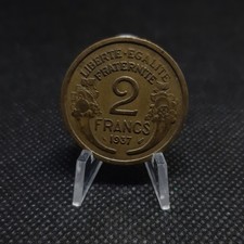 2 francs France 1937 - Morlon en Cupro-aluminium, TTB,  sous pochette