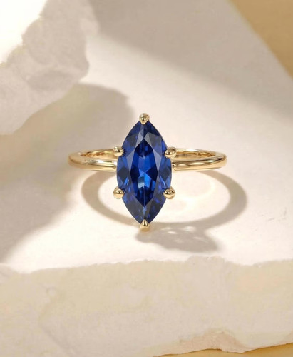 Bague saphir bleu véritable