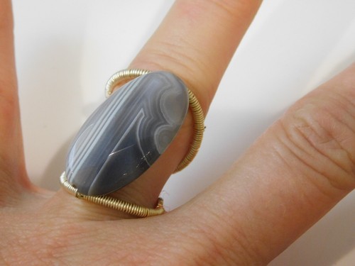 Bague pierre ovale agate - pierre, d'agate