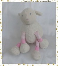 Doudou Peluche Mouton Blanc Rose Lila Moulin Roty