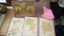 Atlas géographique 3 puzzles anciens Mappemonde Europe France 