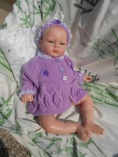 veste et bandeau fait mains bébé 3 mois ou poupée reborn 55cm