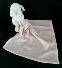 C7 - DOUDOU PELUCHE NICOTOY MOUTON MOUCHOIR COUVERTURE BLANC ROSE POIS ETATNEUF 