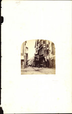 France, Dinan, Maisons anciennes de la rue du Jerzual, Vintage print, 1858 Tirag