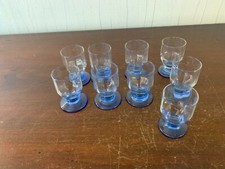 5 verres bleu a eau en cristal Daum art déco (prix à la pièce)