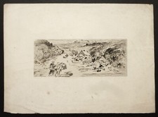 Eau-forte de Felix BUHOT. La Hague, Normandie