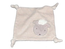 Doudou plat raye blanc beige