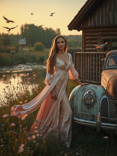Portrait femme robe claire