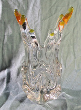 Joli vase vintage en verre épais,  au bord tourmenté Art dichroïque, Murano  ??